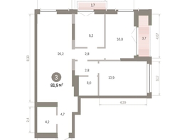 Продается 3-комнатная квартира ЖК Европейский берег, дом 45, 81.92  м&sup2;, 13860000 рублей
