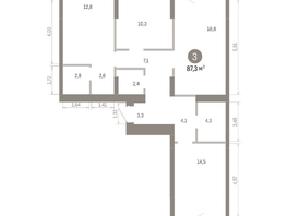 Продается 3-комнатная квартира ЖК Пшеница, 6.1, 87.26  м&sup2;, 11710000 рублей