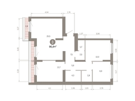 Продается 3-комнатная квартира ЖК Пшеница, 6.1, 96.38  м&sup2;, 14350000 рублей