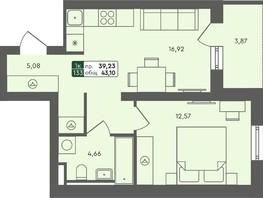 Продается 1-комнатная квартира ЖК Пушкино, дом 2, 43.1  м², 5520000 рублей