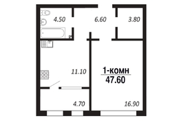 Продается 1-комнатная квартира ЖК ПАРК-квартал «Королёв», дом 4, 47.6  м², 6902000 рублей