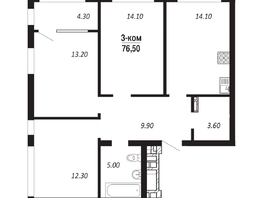 Продается 3-комнатная квартира ЖК ПАРК-квартал «Королёв», дом 2, 76.5  м², 11092500 рублей