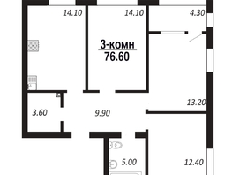 Продается 3-комнатная квартира ЖК ПАРК-квартал «Королёв», дом 4, 76.6  м², 11949600 рублей