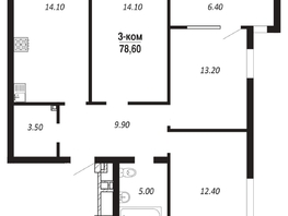 Продается 3-комнатная квартира ЖК ПАРК-квартал «Королёв», дом 3, 78.6  м², 10532400 рублей