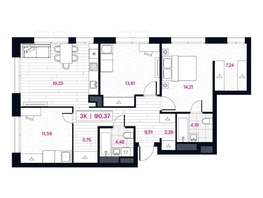 Продается 3-комнатная квартира ЖК Пушкина 77 (Pushkina 77), 90.37 м², 19390000 рублей