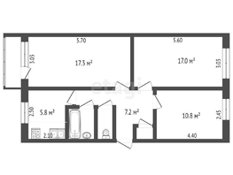 Продается 3-комнатная квартира 50 лет ВЛКСМ ул, 61.6 м², 4500000 рублей