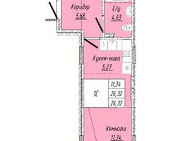 Продается 1-комнатная квартира ЖК На 2-й Дачной, 26.32  м², 5869360 рублей