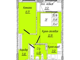 Продается 1-комнатная квартира ЖК На 2-й Дачной, 37.41 м², 7482000 рублей