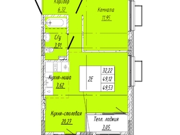 Продается 1-комнатная квартира ЖК На 2-й Дачной, 49.53 м², 8915400 рублей