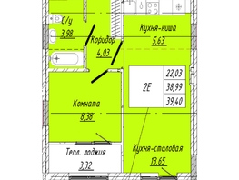 Продается 1-комнатная квартира ЖК На 2-й Дачной, 39.4 м², 7684950 рублей