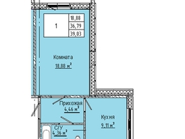 Продается 1-комнатная квартира ЖК Любинская 3-я, 30/2, 39.03 м², 4683600 рублей