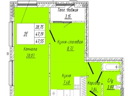 Продается 1-комнатная квартира ЖК На 2-й Дачной, 47.55  м², 8798600 рублей