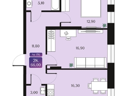 Продается 2-комнатная квартира ЖК Северное Сияние Премиум, 66 м², 9900000 рублей
