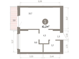 Продается 1-комнатная квартира ЖК Кварталы Драверта, дом 6, 41.19  м², 7120000 рублей