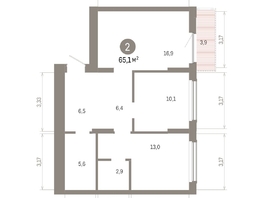 Продается 2-комнатная квартира ЖК Кварталы Драверта, дом 6, 65.14  м², 10390000 рублей