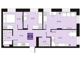 Продается 3-комнатная квартира ЖК Северное Сияние Премиум, 86.85  м&sup2;, 11720000 рублей