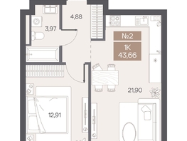 Продается 1-комнатная квартира ЖК ЦЕНТР-ПАРК на Волочаевской, 43.66  м&sup2;, 11180000 рублей