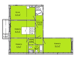 Продается 3-комнатная квартира  Дом на 3-й Любинской, 30/2, 71.66  м&sup2;, 7524300 рублей