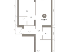 Продается 2-комнатная квартира ЖК Кварталы Драверта, дом 4, 68.84  м&sup2;, 11920000 рублей