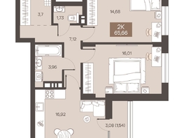 Продается 2-комнатная квартира ЖК Заря, дом 1.3, 65.66  м&sup2;, 9192000 рублей