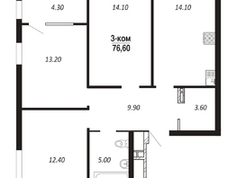 Продается 3-комнатная квартира ЖК ПАРК-квартал «Королёв», дом 3, 76.6  м&sup2;, 12485800 рублей