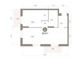 Продается 1-комнатная квартира ЖК Кварталы Драверта, дом 4, 61.99  м&sup2;, 10550000 рублей