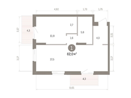 Продается 1-комнатная квартира ЖК Кварталы Драверта, дом 4, 61.99  м&sup2;, 11510000 рублей