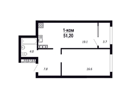 Продается 1-комнатная квартира ЖК ПАРК-квартал «Королёв», дом 1, 51.2  м&sup2;, 9216000 рублей