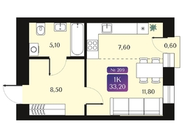 Продается Студия ЖК Северное Сияние Премиум, 33.2  м&sup2;, 7830000 рублей