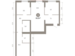 Продается 3-комнатная квартира ЖК Кварталы Драверта, дом 3, 84.79  м&sup2;, 13000000 рублей