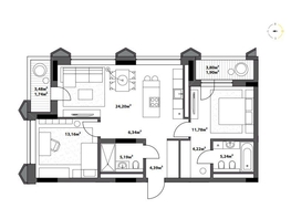 Продается 2-комнатная квартира ЖК Северное Сияние Бизнес, 78.16  м&sup2;, 14888400 рублей