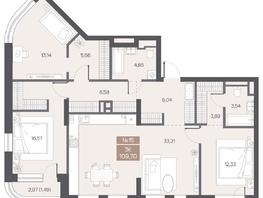 Продается 3-комнатная квартира ЖК ЦЕНТР-ПАРК на Волочаевской, 109.7  м&sup2;, 27430000 рублей