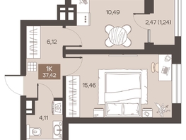 Продается 1-комнатная квартира ЖК Заря, дом 1.3, 37.42  м&sup2;, 5750000 рублей