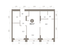 Продается 2-комнатная квартира ЖК Кварталы Драверта, дом 5, 69.04  м&sup2;, 13100000 рублей