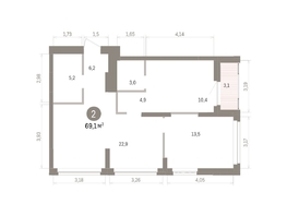 Продается 2-комнатная квартира ЖК Кварталы Драверта, дом 5, 69.14  м&sup2;, 13220000 рублей