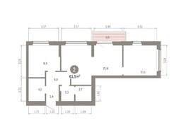 Продается 2-комнатная квартира ЖК Кварталы Драверта, дом 6, 61.53  м&sup2;, 11010000 рублей