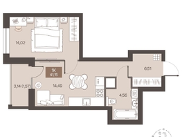 Продается 1-комнатная квартира ЖК Заря, дом 2.1, 41.15  м&sup2;, 6690000 рублей