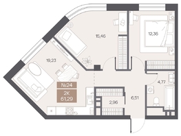 Продается 2-комнатная квартира ЖК ЦЕНТР-ПАРК на Волочаевской, 61.29  м&sup2;, 16550000 рублей