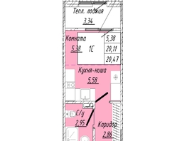 Продается 1-комнатная квартира  Дом на 2-й Дачной, 20.47  м&sup2;, 5050973 рублей