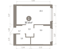 Продается 1-комнатная квартира ЖК Кварталы Драверта, дом 6, 37.43  м&sup2;, 8050000 рублей