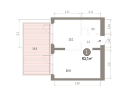 Продается 1-комнатная квартира ЖК Кварталы Драверта, дом 6, 53.34  м&sup2;, 10530000 рублей
