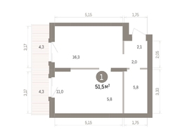 Продается 1-комнатная квартира ЖК Кварталы Драверта, дом 4, 51.45  м&sup2;, 9590000 рублей