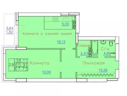 Продается 2-комнатная квартира ЖК Ленина, дом 116, блок-секция 1, 67.73  м², 7788950 рублей