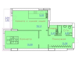 Продается 2-комнатная квартира ЖК Ленина, дом 116, блок-секция 1, 67.73 м², 7653490 рублей