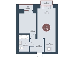 Продается 2-комнатная квартира ЖК Белозерский, корпус 1, 47.2  м², 9137920 рублей