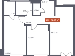Продается 2-комнатная квартира ЖК Ломоносов, 62.95  м², 10534421 рублей