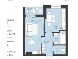 Продается 1-комнатная квартира ЖК RETROcity 2.0, 36.06  м², 4995000 рублей