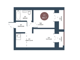 Продается 2-комнатная квартира ЖК Белозерский, корпус 3, 40.7  м&sup2;, 9373963 рублей
