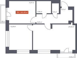 Продается 2-комнатная квартира ЖК Ломоносов, 66.48  м&sup2;, 11780256 рублей