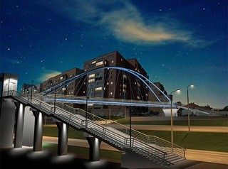 Красноярцам показали, какой будет подсветка пешеходного моста через Волочаевскую